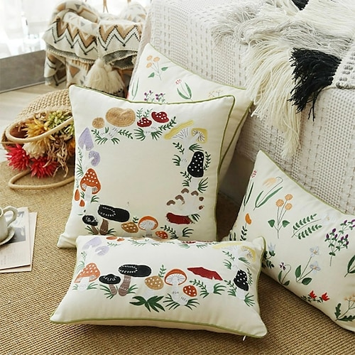 

American Style Insets, Plants, Flowers, And Grass Pillows, Cushions, Garden Embroidered Square Pillows, Hotel Home Embroidered Pillows