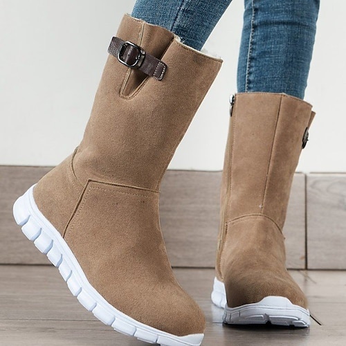 

Mulheres Tênis Botas Sapatos de camurça Botas de Neve Tamanhos Grandes Ao ar livre Trabalho Diário Botas da panturrilha Inverno Salto Robusto Ponta Redonda Vintage Moda Esportivo Corrida Camurça zíper