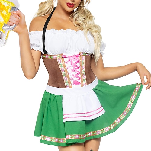

Munich Dirndl Dress Oktoberfest Beer Girl Costumes German Bavarian Traditional Womens Oktober Fest