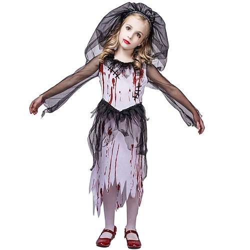 

Novia fantasma Vestidos Traje de cosplay Niños Chica Disfraz de miedo Víspera de Todos los Santos Mascarada Víspera de Todos los Santos Mascarada Disfraces fáciles de Halloween