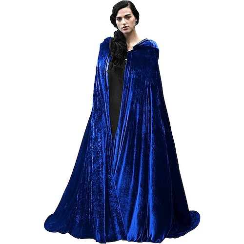 

Unisex Black Velvet Adult Cape Full Length Hooded Robe Halloween Cloak Halloween Carnival Witch Cape