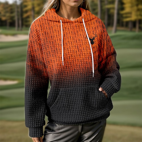 

Damen Golf-Hoodie Golfpullover Golf-Sweatshirt warm Atmungsaktiv Feuchtigkeitsableitung Langarm Golf-Oberbekleidung Shirt Regular Fit Kordelzug Mit Kapuze Farbverläufe Frühling Herbst Tennis