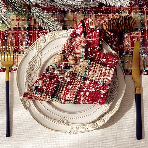 

Corredor de mesa de fazenda de verificação de natal toalha de mesa de linho de algodão redonda cobertura de mesa de pano ao ar livre retângulo oval para piquenique, casamento, jantar, páscoa, cozinha