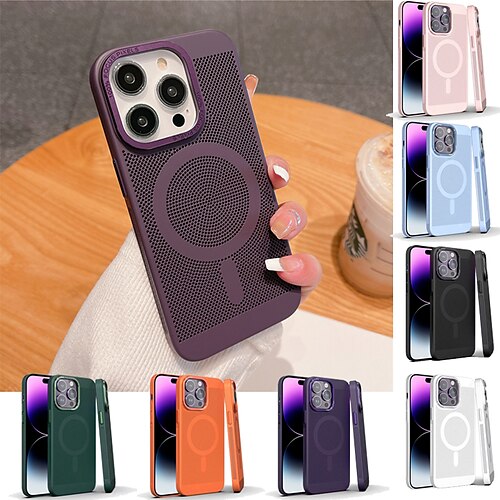 

Phone Case For iPhone 15 Pro Max Plus 14 13 12 11 Back Cover With Magsafe Shockproof PC Metal