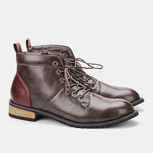 

Men's Boots Cowboy Boots Retro Motorcycle Boots Walking Casual Daily Leather Comfortable Booties / Ankle Boots Loafer Brown Spring Fall