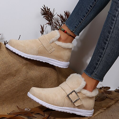 

Damen Stiefel Schneestiefel Wildlederschuhe Übergrössen Outdoor Täglich Innenfutter aus Fleece Stiefeletten Stiefeletten Flacher Absatz Runde Zehe Vintage Kuschelig Plüsch Kunstpelz Kunst-Veloursleder