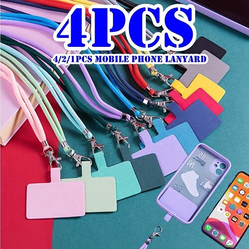 

4 Pcs New Universal Phone Lanyard Inclined Span Adjustable Neck Cord Lanyard Strap for Mobile Phone Accessories Cell Phone Rope Neck Straps Accessories