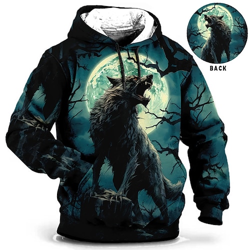 halloween wolf print hoodie