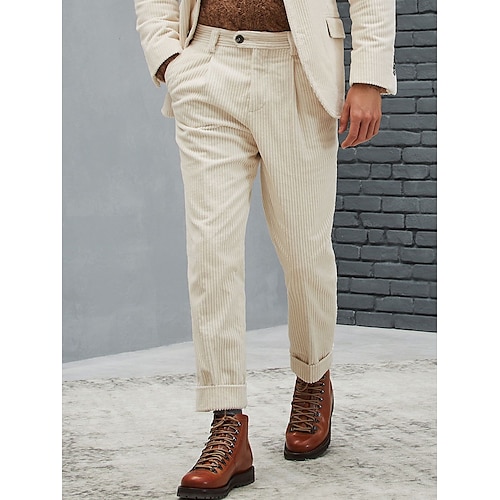 

Hombre pantalones de traje Pantalones de Pana Pantalones de invierno Pantalones Pantalones de traje Bolsillo Plano Comodidad Transpirable Exterior Diario Noche Moda Casual Blanco