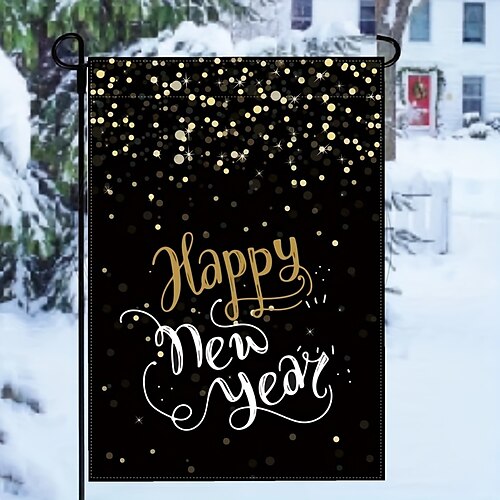 

1pc Happy New Year Starlight Garden Banner Winter Courtyard Outdoor Decoration