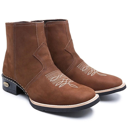 

Homme Bottes Bottes Cow boy Marche Classique Décontractées Extérieur du quotidien Faux Cuir Etanche Confortable Bottes Mi-mollet Mocassins Noir Marron Automne Hiver