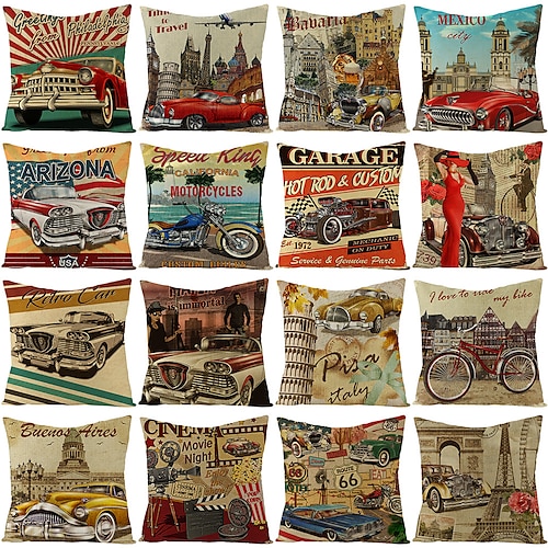 

Capa de almofada dupla face vintage, 1 peça, macia, decorativa, quadrada, fronha para quarto, sala de estar, sofá, cadeira