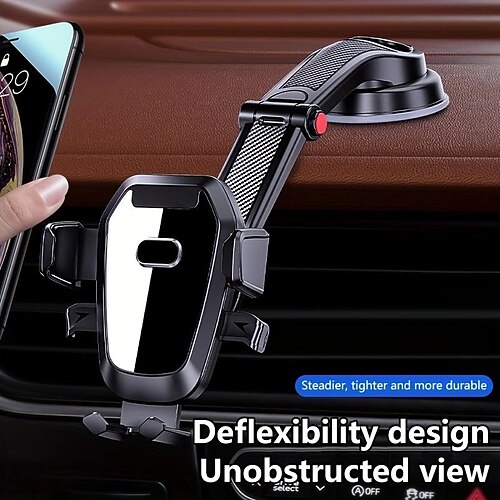 

Universal Car Phone Mount With Strong Suction Cup And Sticky Gel Pad For Windshield/Window, Securely Holds All Smartphones, Car Accessories