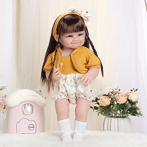 

22 pouce Poupée Poupée bébé Reborn réaliste Mignon Non Toxique Vinyle cadeaux noël enfant avec vêtements et accessoires pour les cadeaux d'anniversaire et de festival des filles