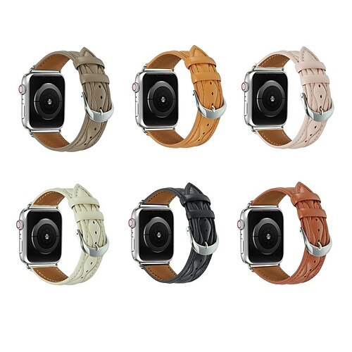 

1 pacote Pulseira de couro Compatível com Pulseira Apple Watch 38mm 40mm 41mm 42mm 44mm 45mm 49mm Áspero Fecho de Metal Luxo Couro Legitimo pulseira de substituição para iwatch Series Ultra 8 7 SE 6