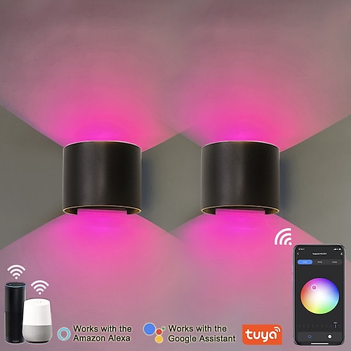 

LED-Innen-/Außenwandleuchte, RGB-Wandleuchten, 3000 K, Innenwandleuchte, Wandleuchte, Tuya-App, Alexa-Steuerung, wasserdicht, IP65, Außenwandleuchte, 85–265 V