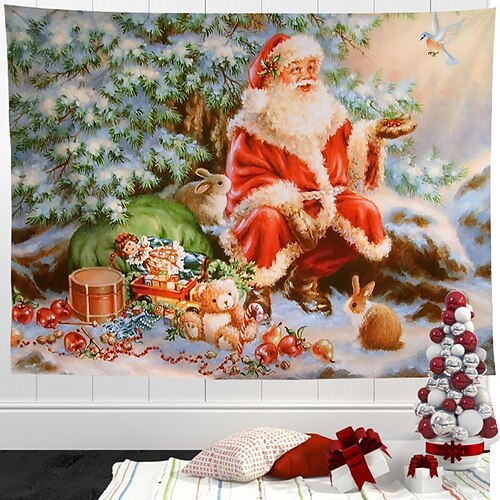 

Christmas Santa Claus Hanging Tapestry Wall Art Large Tapestry Mural Decor Photograph Backdrop Blanket Curtain Home Bedroom Living Room Decoration