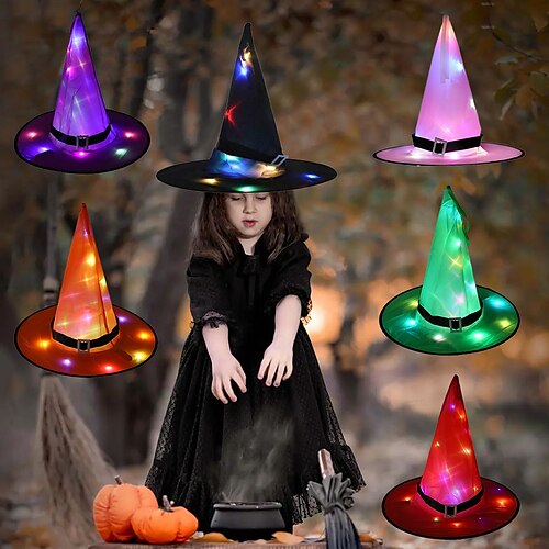 

Halloween Costume Lights Witch Hat LED Glowing Skirt Cosplay Props Party for Kids