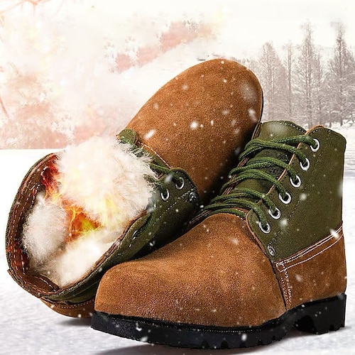 

Herren Stiefel Schneestiefel Arbeitsschuhe Fleece-Futter Wanderschuhe Brautkleider schlicht Outdoor Täglich Wildleder Wasserdicht Warm Atmungsaktiv Stiefeletten / Stiefeletten Schnürsenkel Braun