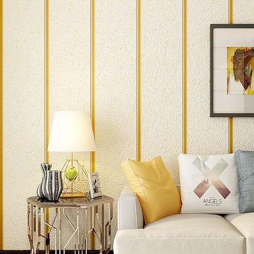 

Modern 3D Thick Non-woven Imitation Deerskin Velvet Wallpaper Roll Non-self-adhesive Vertical Striped for Bedroom Living Room TV Background 1.73'(0.53m) x 32.8'(10m)