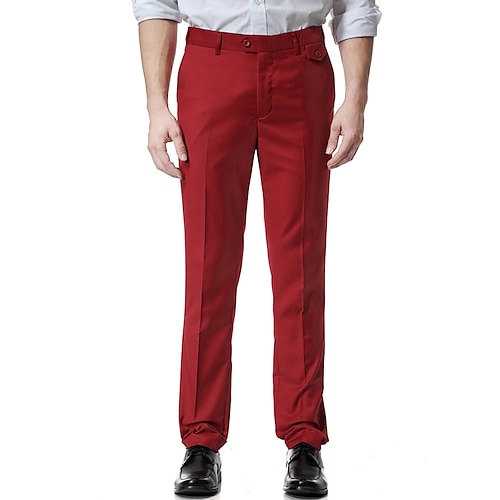 

Hombre pantalones de traje Pantalones Pantalones de traje Bolsillo Plano Comodidad Transpirable Exterior Diario Noche Mezcla de Algodón Moda Casual Negro Vino