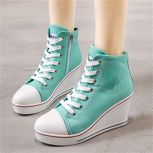 

Mujer Zapatillas de deporte Botas Zapatillas Canvas Botas de nieve Zapatillas Canvas Zapatillas de plataforma Exterior Diario Botines Botines Tacón Cuña Moda Casual Pijo PU Cordones Bloque de color
