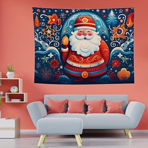 

Navidad Papá Noel colgante tapiz arte popular escandinavo arte de la pared gran tapiz mural decoración fotografía telón de fondo manta cortina hogar dormitorio sala de estar decoración