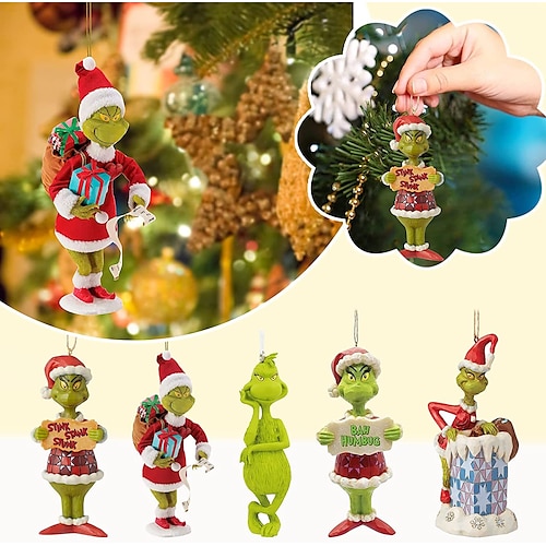 

2023 New Grinch Christmas Decoration 2D Acrylic Christmas Tree Car Backpack Pendant Christmas Home Decoration