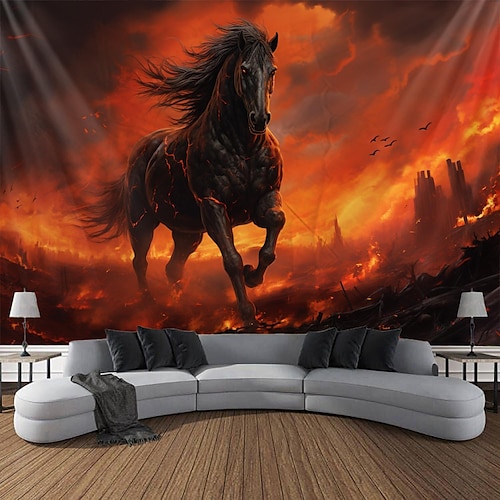 

Halloween sang cheval suspendu tapisserie mur art grande tapisserie murale décor photographie toile de fond couverture rideau maison chambre salon décoration halloween décorations