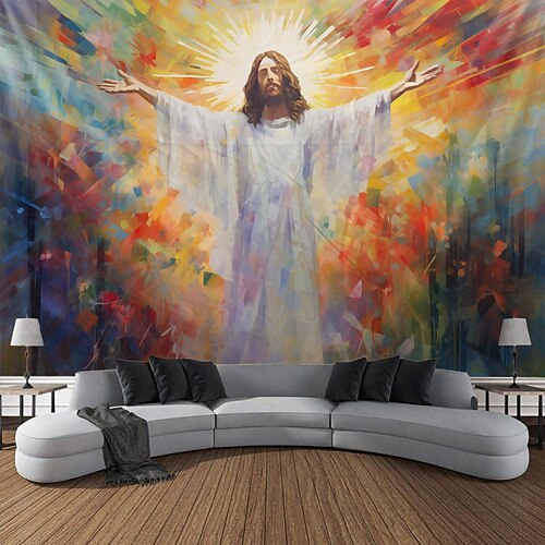 

Navidad Jesús colgante tapiz arte de la pared gran tapiz mural decoración fotografía telón de fondo manta cortina hogar dormitorio sala de estar decoración