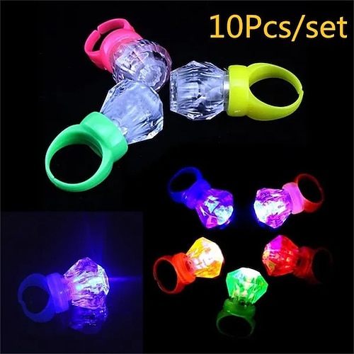 

10 Stück mehrfarbige, helle LED-Laser-Fingerring-Licht-Lampenbalken-Taschenlampe für Party, KTV, Bar, Geschenk