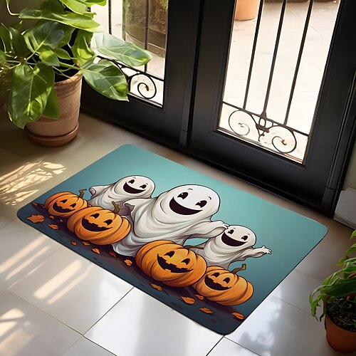 

Alfombra antideslizante a prueba de aceite para puerta de fantasma de calabaza de halloween, alfombra para interior y exterior, decoración de dormitorio, alfombra de baño, alfombra de entrada,