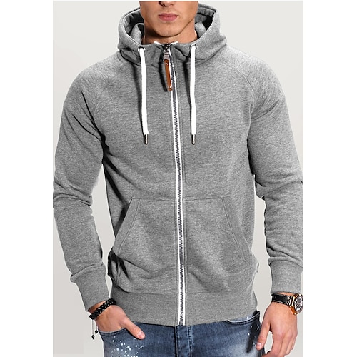 

Herren Hoodie Sweatshirt Kapuze Zip Hoodie Kapuzenjacke Oberbekleidung Schwarz Marineblau Dunkelgray Grau Mit Kapuze Feste Farbe Tasche Sport Natur Casual Sportbekleidung Brautkleider schlicht