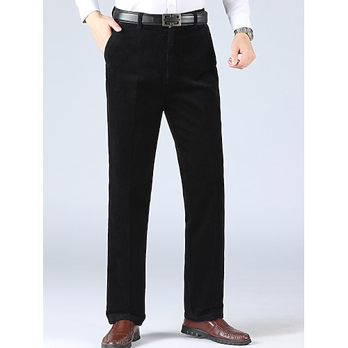 

Homme pantalon de costume Pantalon en Velours Côtelé Pantalons d'hiver Pantalon Pantalon de costume Poche Plein Confort Respirable Extérieur du quotidien Sortie 100% Coton Mode Décontractées Noir Vin