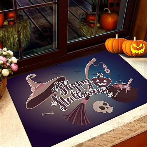 

Alfombra de Halloween, alfombra decorativa con tema de fantasma divertido, alfombra de puerta de entrada resistente a la suciedad, alfombra para pies