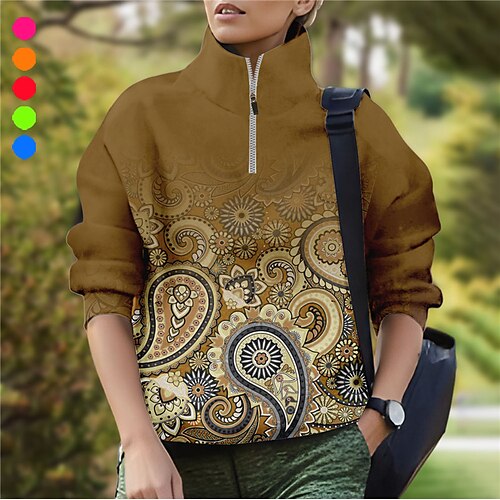 

Mujer Jersey de golf Sudadera Golf Mantiene abrigado Transpirable Dispersor de humedad Manga Larga Ropa de golf Camiseta Ajuste regular Bolsillos laterales 1/4 cremallera Impreso Primavera Otoño