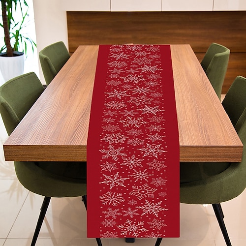 

Christmas Table Flag Christmas Linen Snowflake Pattern Home Restaurant Decoration Table Cloth Tea Table Cloth