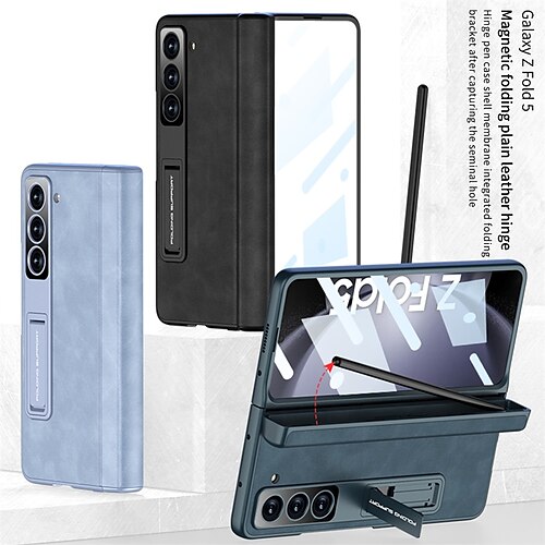 

Phone Case For Samsung Galaxy Z Fold 5 Magnetic Adsorption with Stand Holder Pencil Holder Magnetic PC PU Leather