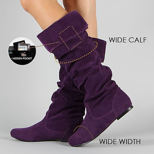 

Mujer Botas Zapatos de gamuza Botas holgadas Tallas Grandes Exterior Diario Botas por encima de la rodilla Cremallera Tacón Plano Dedo redondo Casual Confort Minimalismo Ante Cremallera Color sólido
