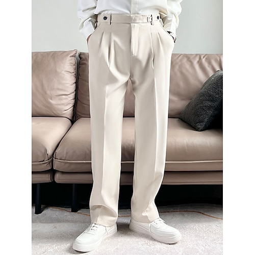 

Homme pantalon de costume Pantalon Pantalon plissé Pantalon de costume Poche Plein Confort Respirable Extérieur du quotidien Sortie Mode Décontractées Noir Abricot