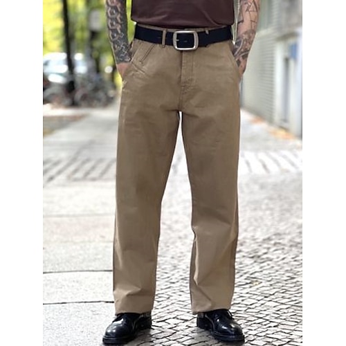 

Homens Calças chinês Calça Chino Bolsos Tecido Conforto Respirável Ao ar livre Diário Para Noite Misto de Algodão Moda Casual Cáqui