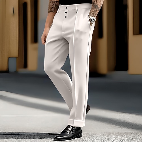 

Homme pantalon de costume Pantalon Poche Plein Confort Respirable Extérieur du quotidien Sortie Mode Décontractées Noir Blanche