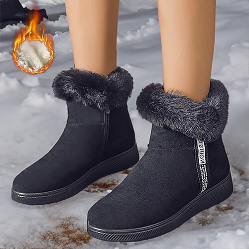 

Damen Stiefel Wildlederschuhe Schneestiefel Übergrössen Outdoor Täglich Innenfutter aus Fleece Stiefeletten Stiefeletten Winter Strass Flacher Absatz Runde Zehe Modisch Elegant Minimalismus Kunstpelz