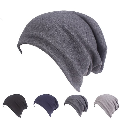 

Unisexo Sombrero de Beanie Gorro de punto Negro Azul Marino Oscuro Algodón Viaje Exterior Vacaciones Plano Resistente al Viento Templado