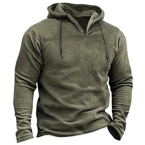 

Men's Hoodie Army Green Hooded Plain Patchwork Sports Outdoor Daily Holiday Streetwear Cool Casual Spring Fall Clothing Apparel Hoodies Sweatshirts