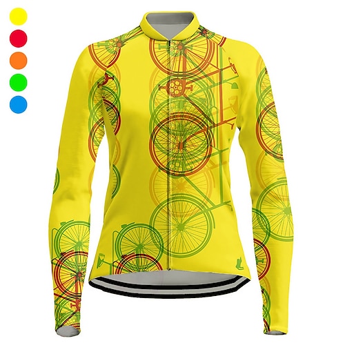

21Grams Women's Cycling Jersey Long Sleeve Bike Top with 3 Rear Pockets Mountain Bike MTB Road Bike Cycling Breathable Quick Dry Moisture Wicking Reflective Strips Violet Yellow Dark Purple Graphic