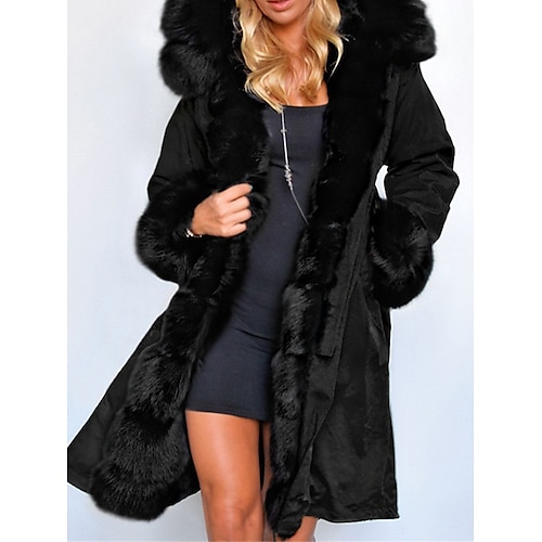 

Mujer Abrigo de piel sintética Calle Ropa Cotidiana Vacaciones Otoño Invierno Largo Abrigo Ajuste regular Mantiene abrigado Transpirable Elegante Estilo callejero Chaquetas Manga Larga Plano Con