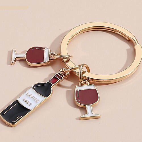 

Hot Selling Red Wine Beer Drip Oil Keychain Cola Sprite Car Key Pendant