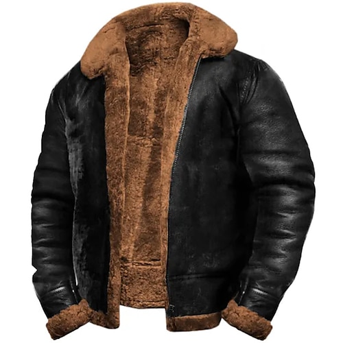

Per uomo Cappotto invernale Giacca in pile Sherpa Esterno Da tutti i giorni Tenere al caldo Antivento Colletto di pelliccia Inverno Liscio Di tendenza Streetwear Bavero Corto Nero Marrone Grigio