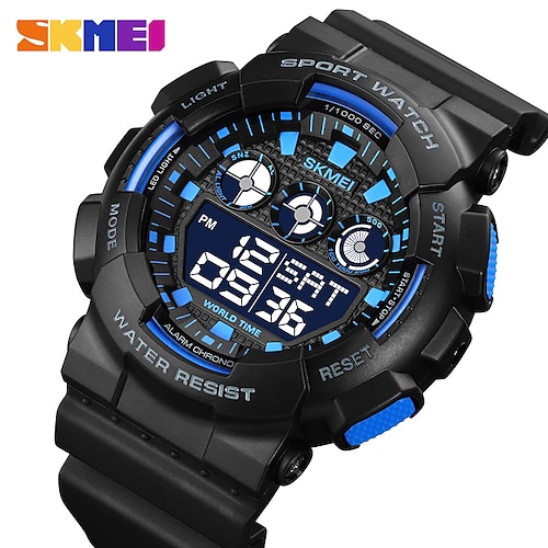 

Reloj digital skmei para hombre, reloj despertador luminoso informal a la moda para deportes al aire libre, calendario, fecha, semana, reloj tpu